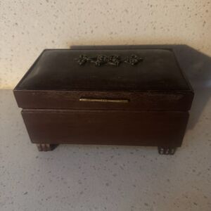 Solid Wood Tea Box, Jewelry Trinket Container Vintage